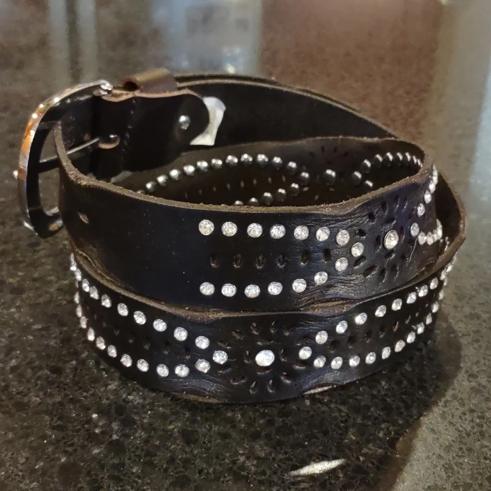 BKE | Genuine Leather Rhinestone Embellished Brown 🤎 Belt